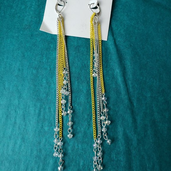 3/10$ Candie's yellow chain statement earrings - Picture 1 of 3